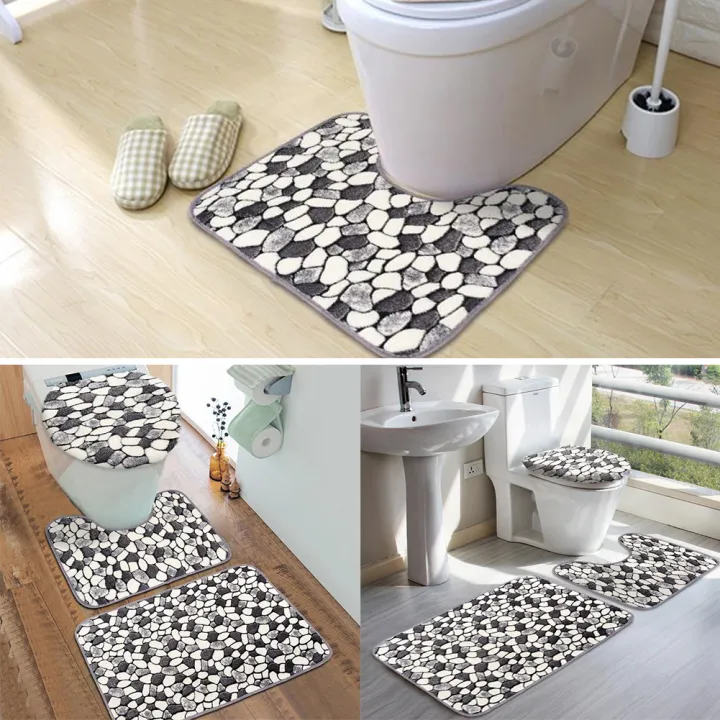 3Pcs%20Stone%20Pattern%20Washable%20Anti-Slip%20Bathroom%20Pedestal%20Rug%20Carpet%20Set%20Toilet%20Lid%20Cover%20Bath%20Mat%20Set%20Bathroom%20Supplies%20-%20Image%203