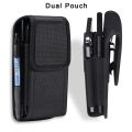 Nylon Waterproof Dual Pouch 2 Phone Belt Clip Case Holder For iPhone 15 14 13 12 Pro XS Max 7 8 Plus Men Tool Waist Bag Holster.