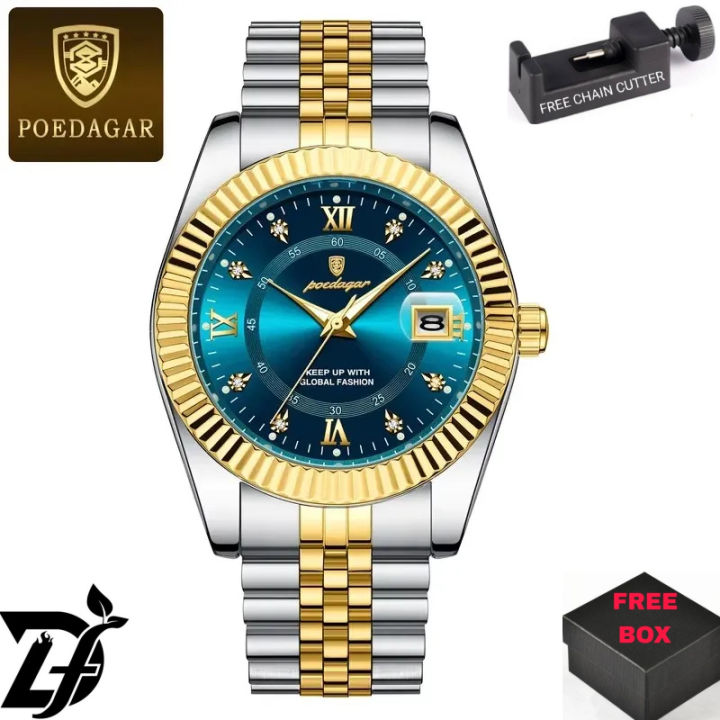 POEDAGAR 910 Luxury Stainless steel Wrist Watch For Man - Waterproof Men Watch Quartz - Stainless Steel Men's Watch - Stainless steel Watch For Dynamic Fashion