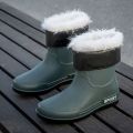 Middle Tube Non-Slip Waterproof Short Tube Rain Boots Men's British Kitchen Thick Bottom Rain Shoes Construction Site Rubber Shoes Shoe Cover Thermal Rain Boots Men. 