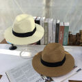 Panama straw hat man summer outdoor outing sunscreen sun hat British simple casual hat beach sun hat. 