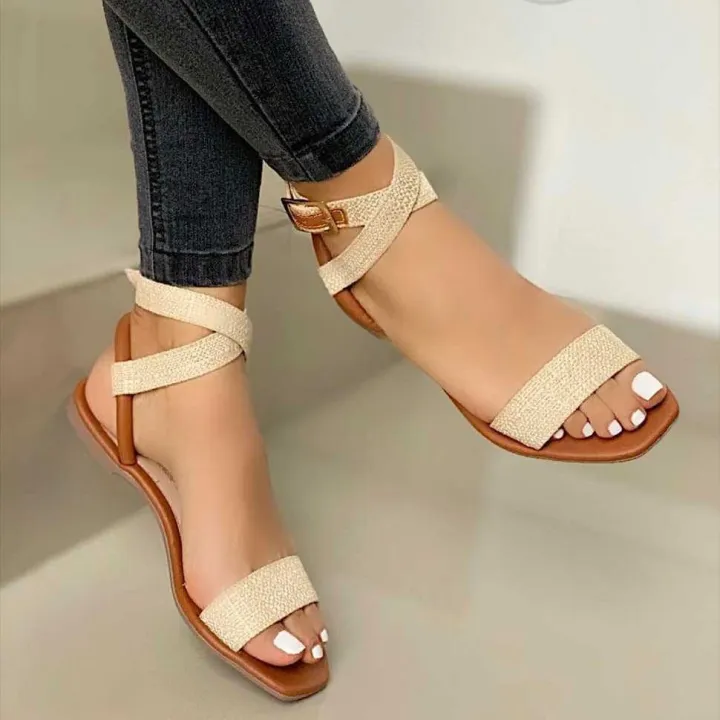 Amazon%20wish%20summer%202021%20new%20plus%20size%20buckle%20flat%20casual%20sandals%20women's%20sandals%20-%20Image%204