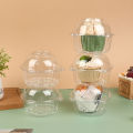 （New）10Pc Cute Round Cat Head Cupcake Holder Clear Platic Dome ingle Cupcake Carrier Muffin Container Holder Cae Boxe Cup MJ. 