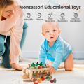 Montessori Wooden Baby Carrot Car Pulling Toy Stretch Rope Hand-Pulled Turnip Car Shape Matching Toy Parent-Child Education Toys KankongAgu.