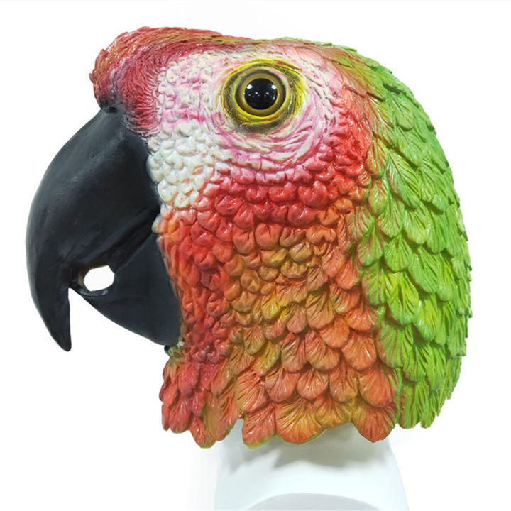 Novelty Parrot Mask Latex Animal Bird Head Mask Halloween Costume Headgear Cosplay Party Props Zoo Masquerade Theater Props