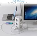 TESSAN Vertical Power Strip Multiple Tower Socket Surge Protector EU Plug Outlets with USB Ports 2m Extension Cable Home Office.