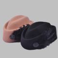 Luxury Feather Wool Beret Hat For Women Russian Vintage Pure Wool Felt Winter Ladies Fedora Hat Stewardess Cap Warm hats. 