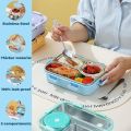 TEC TAVAKKAL Lunch Box 3 Compartment Leak-Proof BPA Free Stainless Steel, Lunch Box for Kids, Lunch Box for School & Office with a Fork, a Spoon and a.... 
