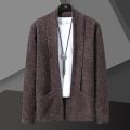 2023 Autumn Winter Men's Casual Korean style Cardigan Sweaters High Quality Men Knitted Jacket Solid Color Comfortable Sweater. 