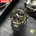 SMAEL SMAEL Men's Tactical Watch Functional Large Dial Calendar Waterproof Luminous Stopwatch Dual Display Quartz Watch.