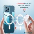 For Apple iPhone 11 Pro MagSafe Compatible Shockproof Transparent Slim Fit Wireless Charging supported Frosted Border Phone Back Case Mobile Cover.