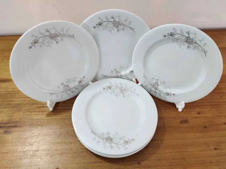 6%20Pcs%20Ceramic%20Flower%20Print%20Dinner%20Plate%20Set%2011"Inch%20,%20Flat%20Rice%20Dinner%20Plate,%20White%20Color%20Wikth%20print.%20Microwave%20oven%20save,Dishwasher%20Save,Dining%20Plate%20Set.%20-%20Image%202