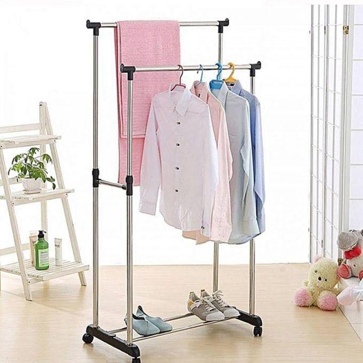Double Cloth & Shoe Rack - Silver