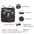 Trendy Imported 5 Pcs Multilayer Handmade European Leather Bracelet Charms Beads for Men Women Unisex Punk Wrist Hand Bands - Bracelet For Women.