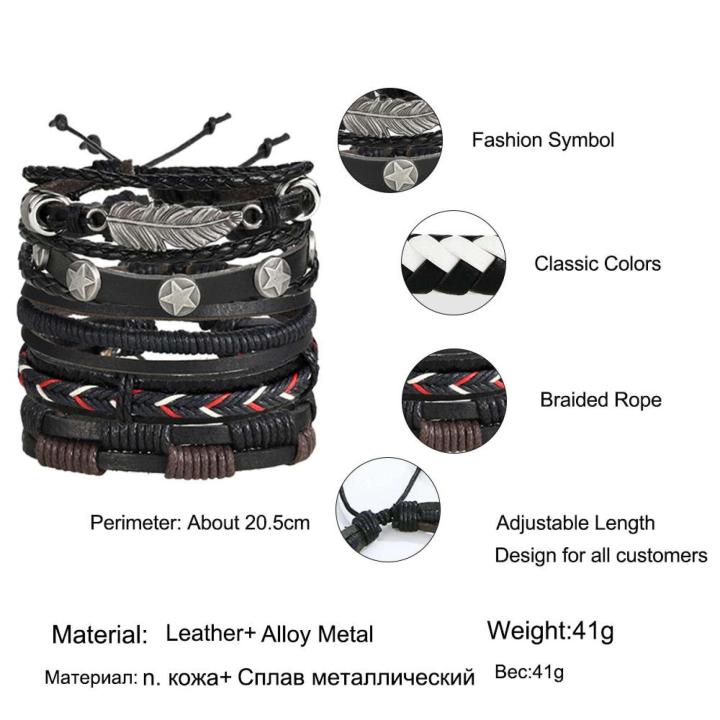 Trendy%20Imported%205%20Pcs%20Multilayer%20Handmade%20European%20Leather%20Bracelet%20Charms%20Beads%20for%20Men%20Women%20Unisex%20Punk%20Wrist%20Hand%20Bands%20-%20Bracelet%20For%20Women%20-%20Image%204