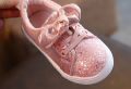Spring Princess Sport Shoes For Girls Korean Style Sequins Bow Fashion Footwear Soft-soled Toddler Shoes For Baby Girls Sneakers.