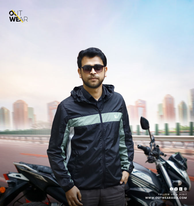 Outwear- Men's Premium windbreaker Biker Jacket / Travel Jacket with Portable Bag - Colton