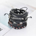 Trendy Imported 5 Pcs Multilayer Handmade European Leather Bracelet Charms Beads for Men Women Unisex Punk Wrist Hand Bands. 