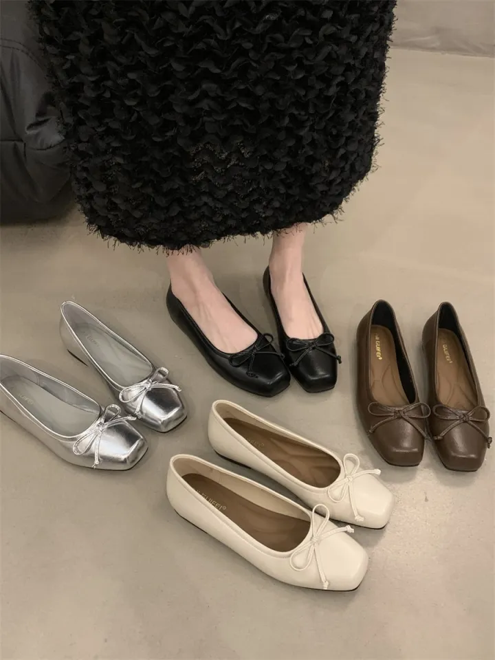 Silver Single Layer Shoes Low Cut Bowknot 2024 Spring New French Gentle Wanwan Lei Style Flat Pumps Women s Shoes Daraz .bd