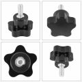 ZOROOM M6 x 15mm Male Thread Screw Star Head Locking Screw Handle Black 2 Pcs.