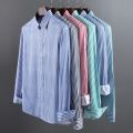 Men's Stretch Striped Shirt Long Sleeve Non Iron Button Up Stripe Business Formal Shirt Regular Fit Stylish Dress Shirts for Men. 