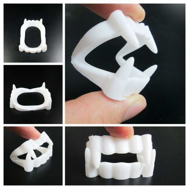 (New)Horror Zombie Vampire White Denture Halloween Prop Tricky Toy 10pc