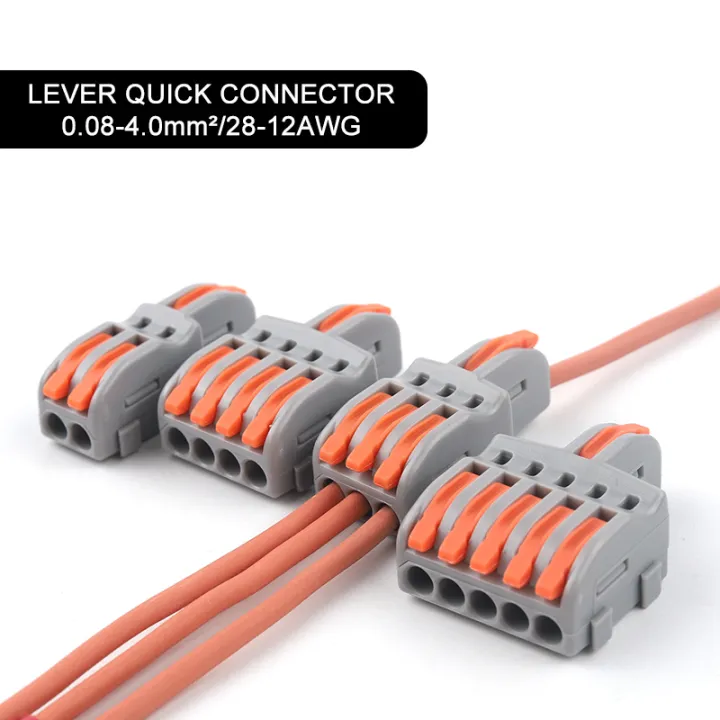 1 Input 2/3/4/5 Output Splitter Quick Spring Splicing Wire Connl ector Electric Cable Terminal Block Push In With Operation Lever