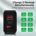 Dual-port Screen Display Mobile Phone Charging Head 20WPD+QC Digital Display Fast Charging Wall Phone Charger For IPhone.