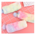 Fluffy Soft Rainbow Pencil Case Cute Novelty Gradient Faux Fur Pen Pouch Stationery Creative Plush Holder Pouch Simple Storage Bag. 