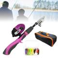 Traveling Kid Fishing Pole Fishing Rod and Reel Combo for Kids red.