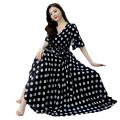 New Women's Attractive Stylish Premium Quality Dot Print One Piece Long kurti Black Color. 