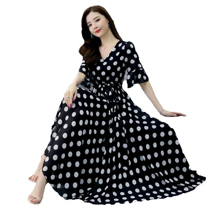 New%20Women's%20Attractive%20Stylish%20Premium%20Quality%20Dot%20Print%20One%20Piece%20Long%20kurti%20Black%20Color%20-%20Image%205