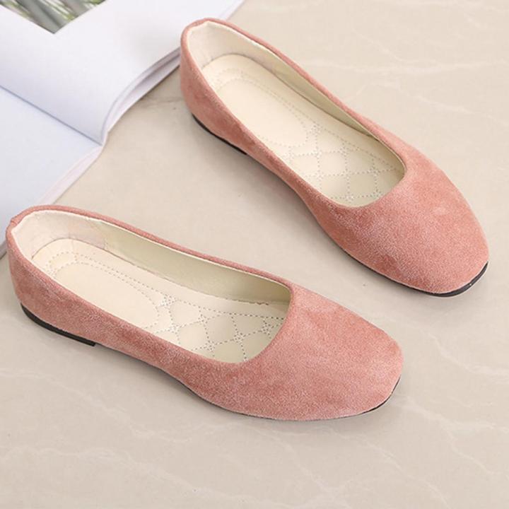 Women%20Girls%20Solid%20Big%20Size%20Slip%20On%20Flat%20Shallow%20Comfort%20Casual%20Single%20Shoes%20-%20Image%203