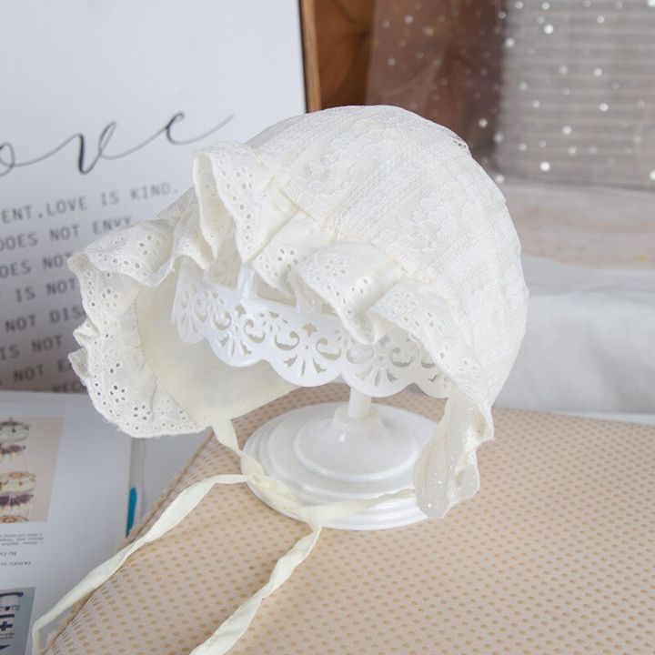 【beauty code store】（NEW）Lace Baby Soft Newborn Girl Accessories Princess Summer Solid Flower Infant Baby Hat Bonnet Cap