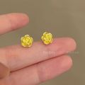 Golden Flower Stud Earrings Feminine Temperament Sense of Luxury 2023 New Trendy Ins Style Earrings Earrings Douyin Live Broadcast. 