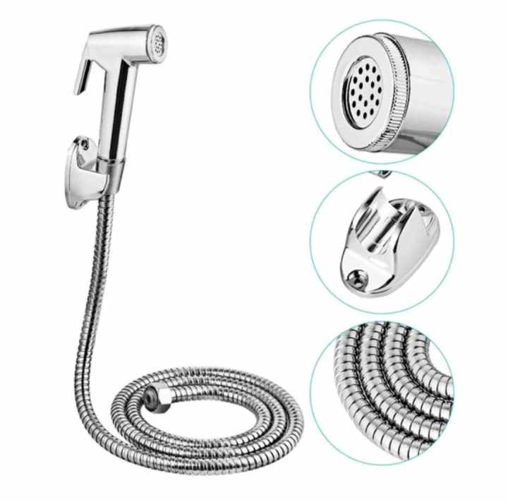 Toilet Push Shower Set - ABS Plastic Head and Stainless Steel Chain