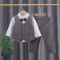 Boys Spring and Autumn Suit Set 3 piece Gentleman Dress Baby Clothes Striped Shirt 1 Year Old Clothing.