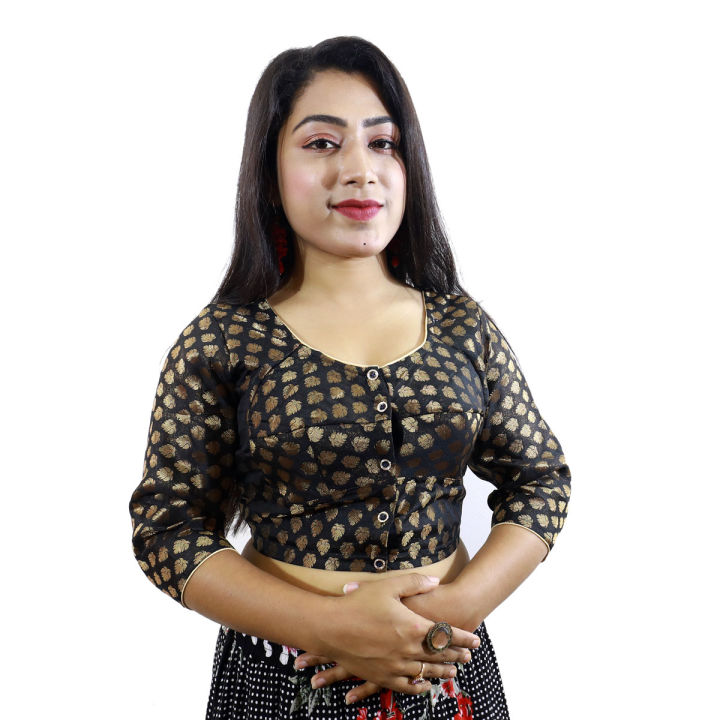 Katan Blouse With Inner Falls Best Quality Fashionable For Women 01 pcs