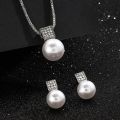 Fashion Women Elegant Imitation Pearl Necklace Earrings Rhinestones Geometry Necklaces Bride Wedding Party Jewelry Set Gifts New. 