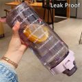 2 Liter Water Bottle with Straw Portable Large Capacity Bottles Outdoor Sport Cold Water Bottles with Time Marker Drinkware Gift. 