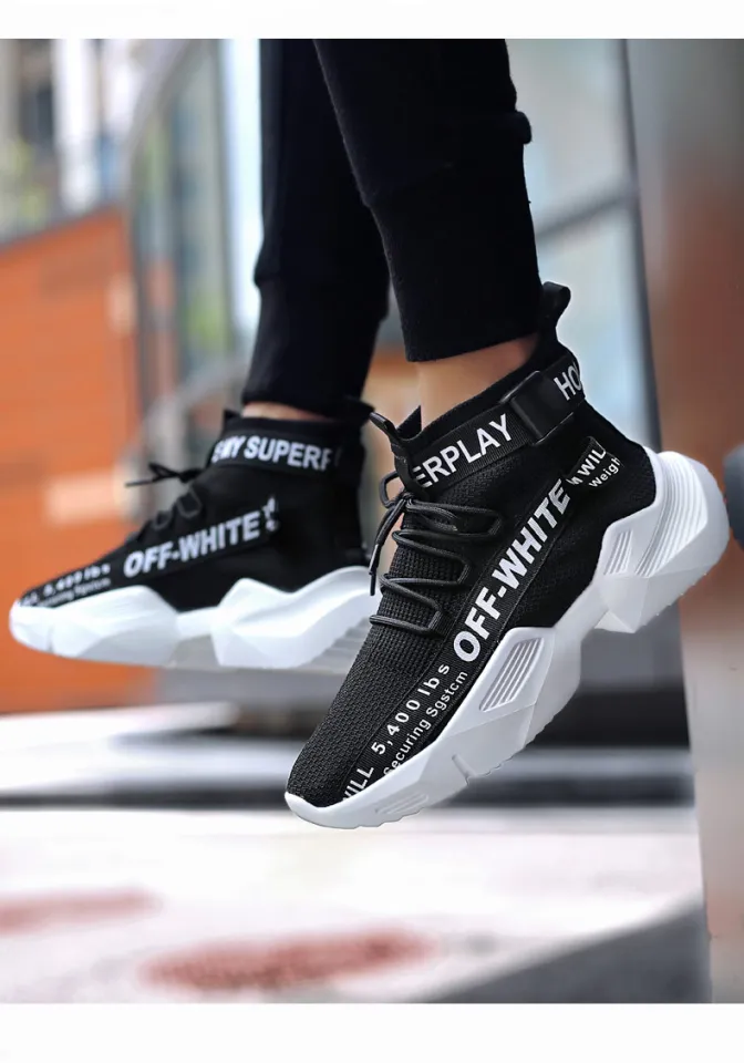 Nike Off White X Mr Smile Fashion Men High Top Shoes Black White