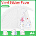 10Sheets A4 Glossy White Silver Printable Vinyl Sticker Paper Waterproof Self-adhesive Transparent Copy Paper for Inkjet Printer. 