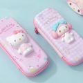 Sanrio Pencil Case Kawaii Hello Kitty Cinnamoroll Melody PU Large Capacity Pencils Bag Pouch Pen Case School Supplies Stationery. 
