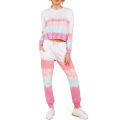 2021 2 Pieces Suit Set for Women, Tie-Dye Print Round Neck Long Sleeve T-Shirt+Trousers, S/M/L/XL/XXL. 