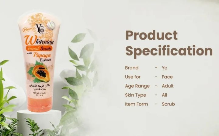 175%20ml%20YC%20Whitening%20Papaya%20Extract%20face%20Scrub%20International%20Thailand%20product%20used%20for%20male/female%20-%20Image%203