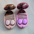 Ultra-thin Mirror Pebble Contact Lens Case INS Women's Cosmetic Contact Box Travel Elegant Contact Lens Storage Box.