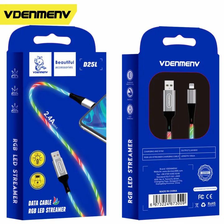 VDENMENV%20D25L%202.4A%20Lightning%20Data%20Cable%201Meter%20Lightning%20-%20Image%202