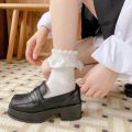Socks Women Sweet Lace Stockings Lolita Cute Kawaii Black White Bow Cotton Autumn Winter Ruffle Streetwear Harajuku Sox Girls. 
