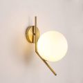 Adjustable Wall Lamp Glass Ball Metal with Bulb for Loft Warm White. 