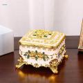 European Style Vintage Jewelry Box Enameled Trinket Box Keepsake Box for Women Girls Gift , Square. 